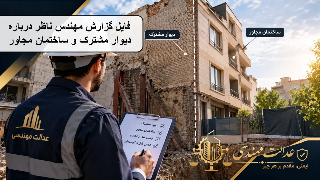 گزارش مهندس ناظر درباره دیوار مشترک و ساختمان مجاور؛ الزامات ایمنی پیش از تخریب و گودبرداری