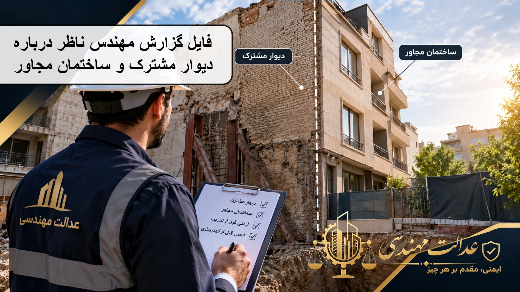 گزارش مهندس ناظر درباره دیوار مشترک و ساختمان مجاور؛ الزامات ایمنی پیش از تخریب و گودبرداری گزارش مهندس ناظر درباره دیوار مشترک و ساختمان مجاور؛ الزامات ایمنی پیش از تخریب و گودبرداری